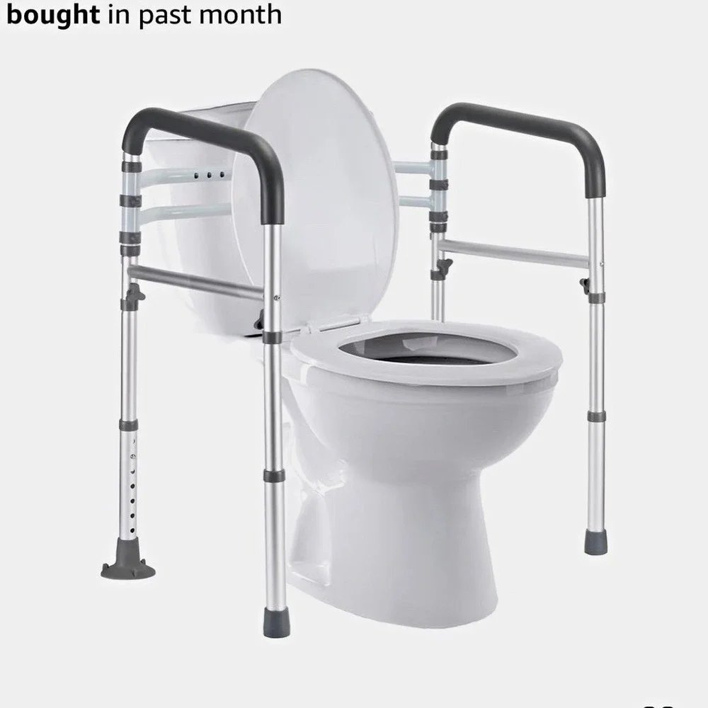 LIANJINDUN Adjustable Foldable Toilet Safety Frame, 350 lb Capacity, Gray